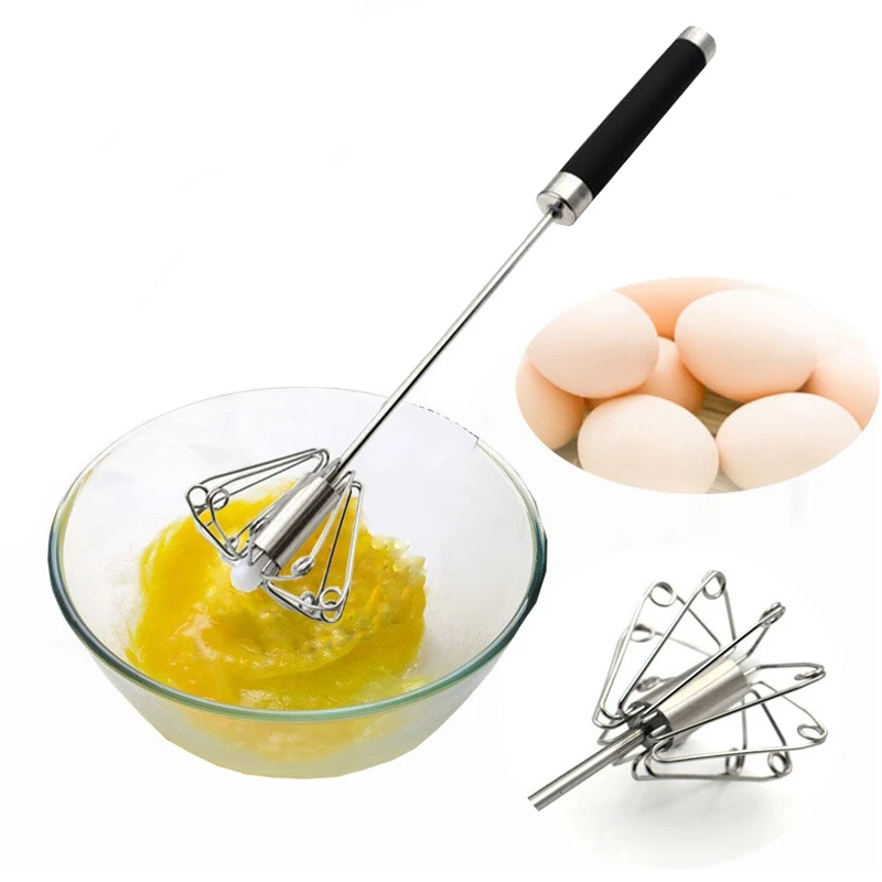 Mini Handheld Stainless Steel Egg Beater / Metal Wire Whisk With Ball
