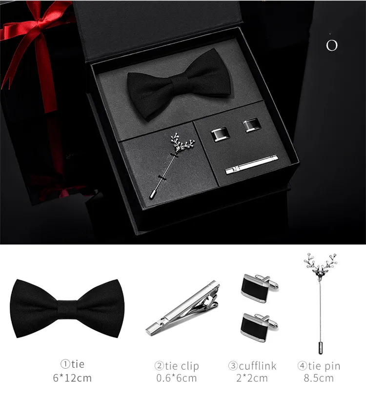 Wholesale Men Accessories Handmade High Quality Wool Bow Tie And Cufflinks For Male Tie Set Gift