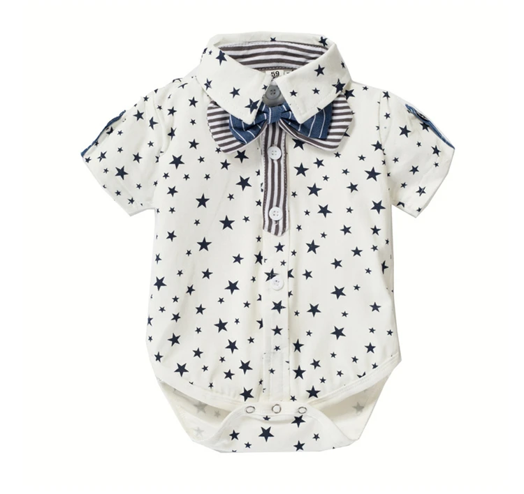 Zhg74 Summer Newborn Baby Boys Clothes Set Gentleman Tie Tshirt+shorts