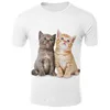 New Cute White Cat T-shirt Men Women 3D Tshirt Print Cat Short Sleeve Summer Tops Tees T Shirt Male Plain White T-shirts