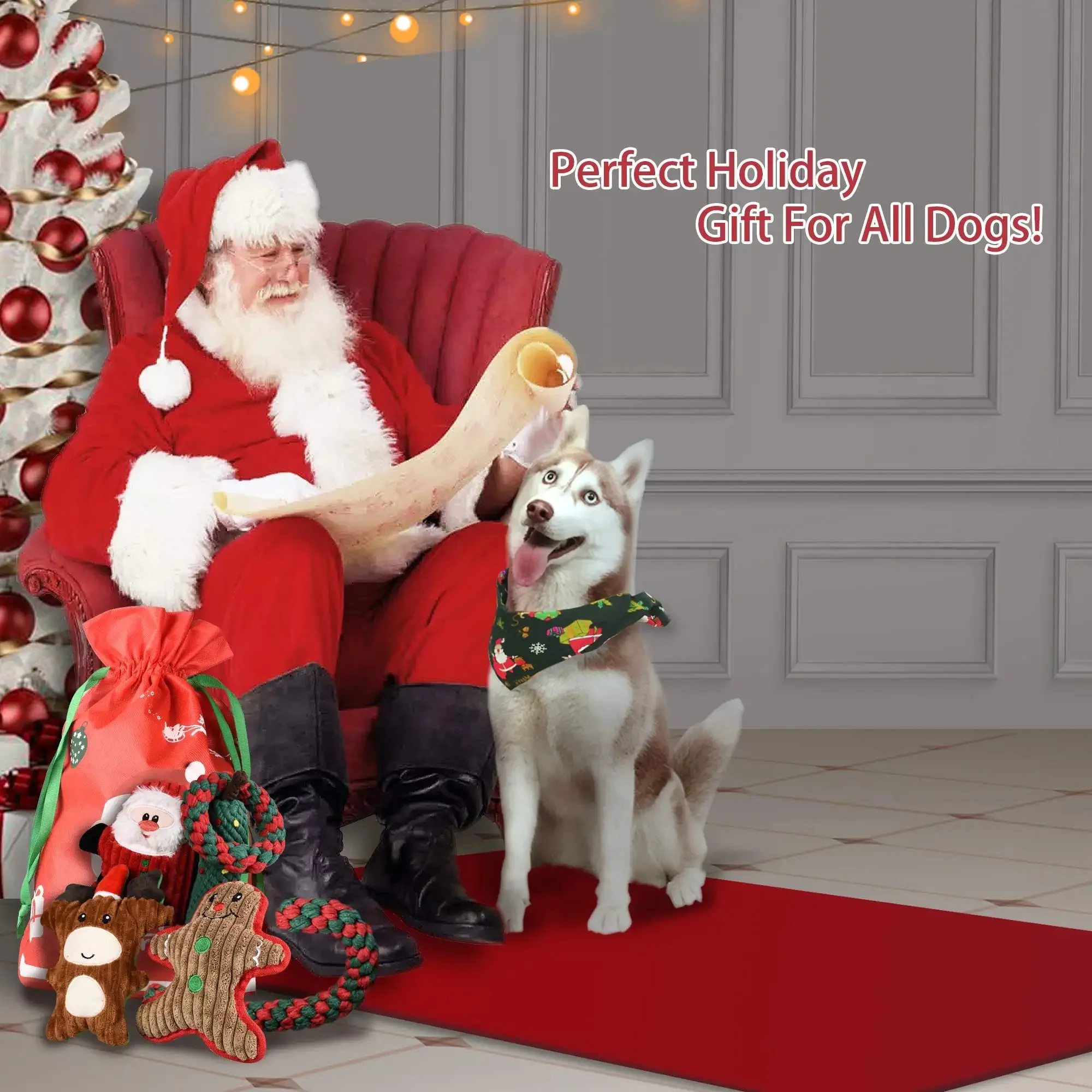 Wholesale 7piece/set Pet Interactive Dogs Christmas Toys Set Pet Cat Dog Chew Rope Squeaky Toy