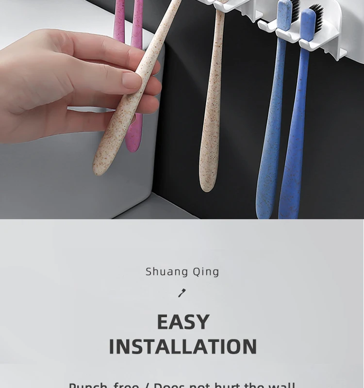 bathroom accessories plastic ABS toothbrush wall  holder  home organization toothpaste dispenser  with suction 3 cups  toilet