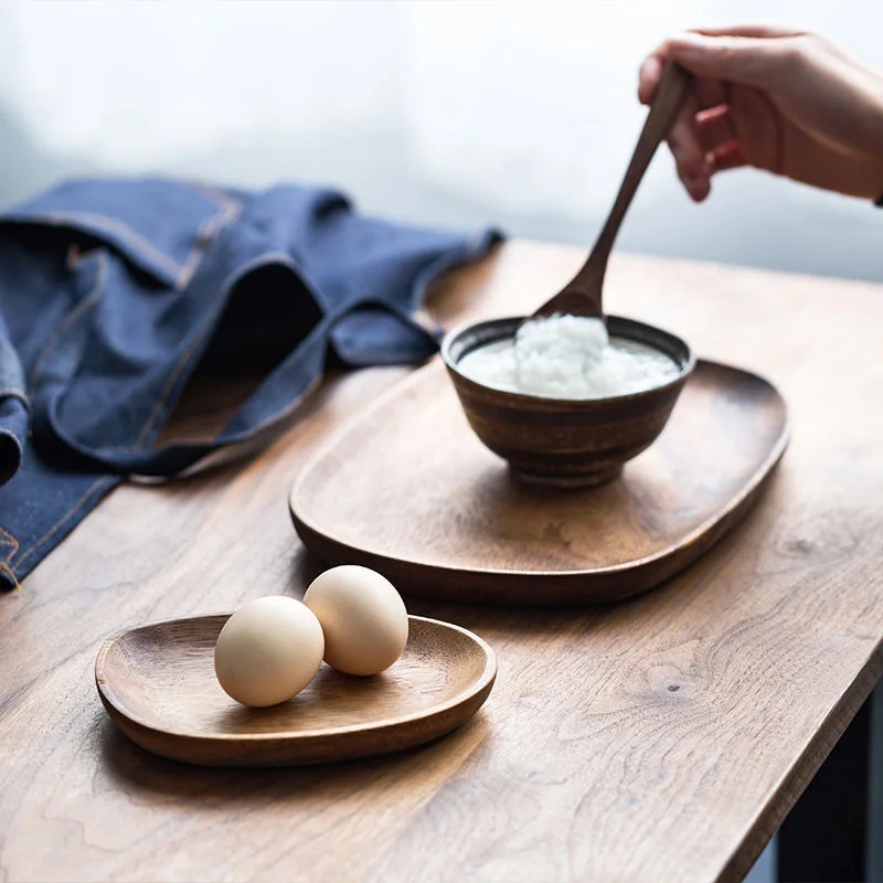 Household Kitchen Items Accessories Wooden Serving Plate Set Acacia