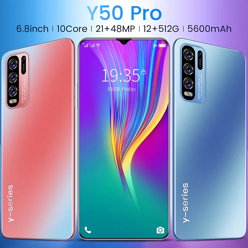 Y50 Pro Android Smartphone 6 8 Inches Large Memory 12gb 512gb Ultra Thin Face Unlock Dual Card Phone Supports T Card Smartp Buy Cheap Smartphone Hole Pouch Smart Phone Android Smartphone Full Display Screen Mobile Phone
