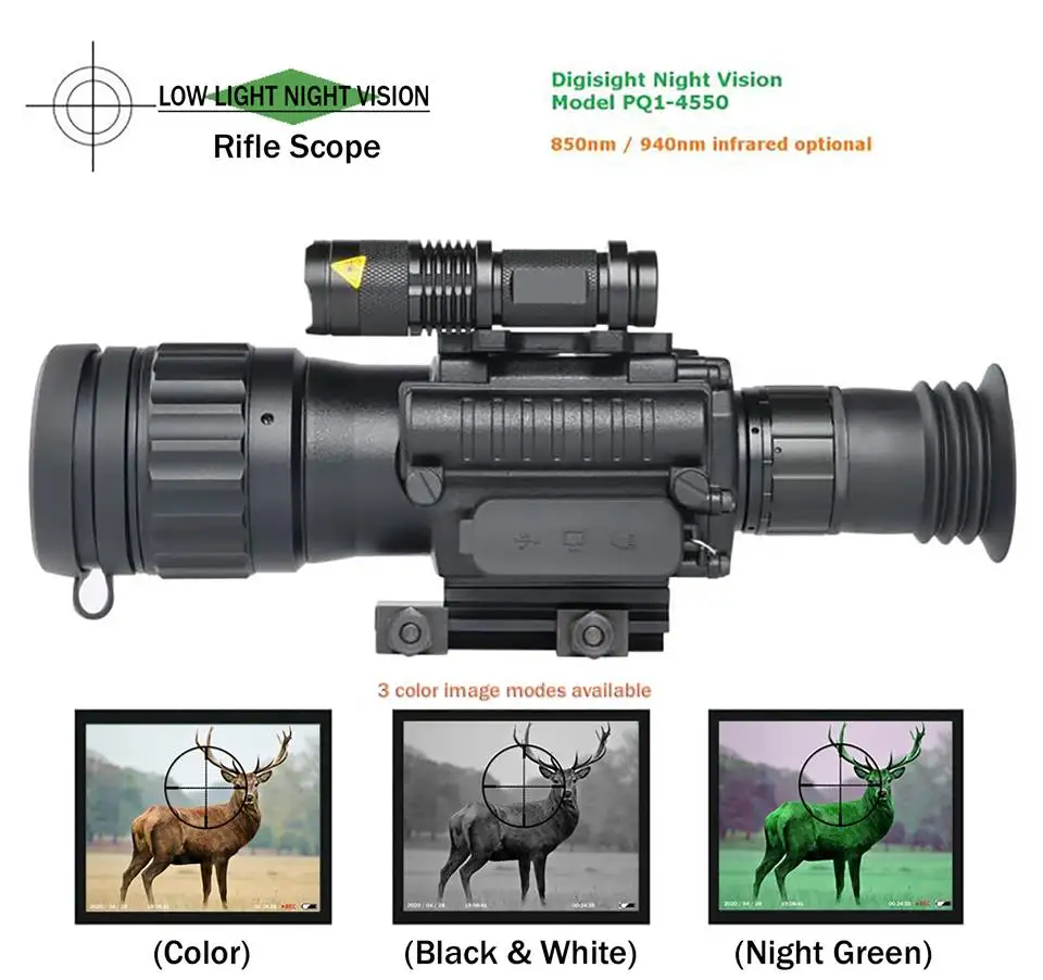 850nm Ir 4.5x Zoom Air Rifle Scope Wildlife Hog Boar Coyote Deer