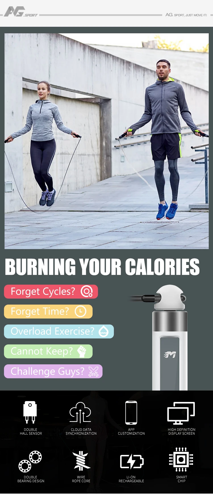 Wireless App Skipping Jumping Rope Set With Counter With Logo Speed