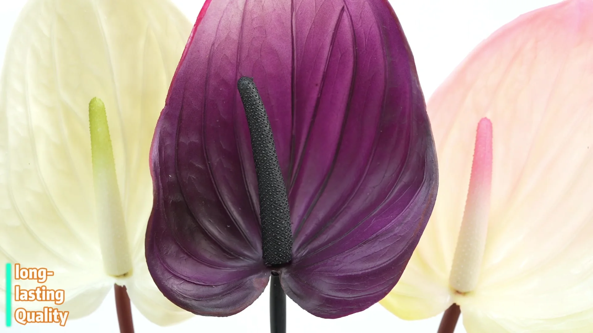 High Quality Artificial Soft PVC Purple Anthurium Artificial Real Touch  Anthurium for Home Wedding Table Decoration