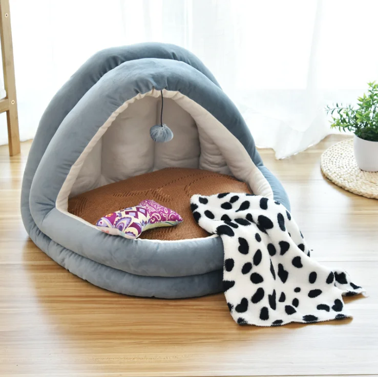 Amazon Fancy Comfortable Folding Cat Bed With Funny Playing Toy Pet Cat