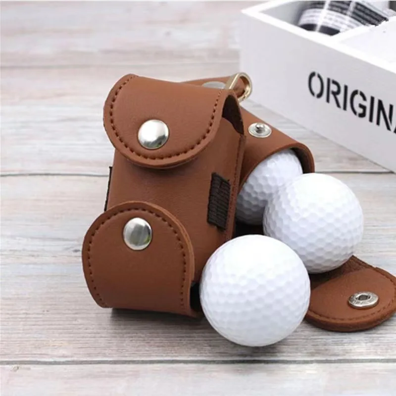 Custom Leather Golf Ball Holder Mini Golf Belt Bag Portable Hanging ...