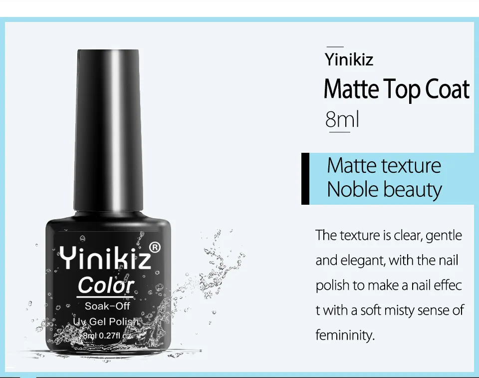 Yinikiz 8ml Clear Nail Art Base Coat And Top Gel Polish Soak Off Uv Led Gel Nail Polish Top Coat
