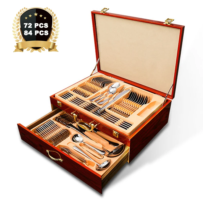 Wholesale High Quality Cutlery Set 72 Pcs,Hoffmayer 84pcs 72pcs Cutlery Set In Wooden Case Buy