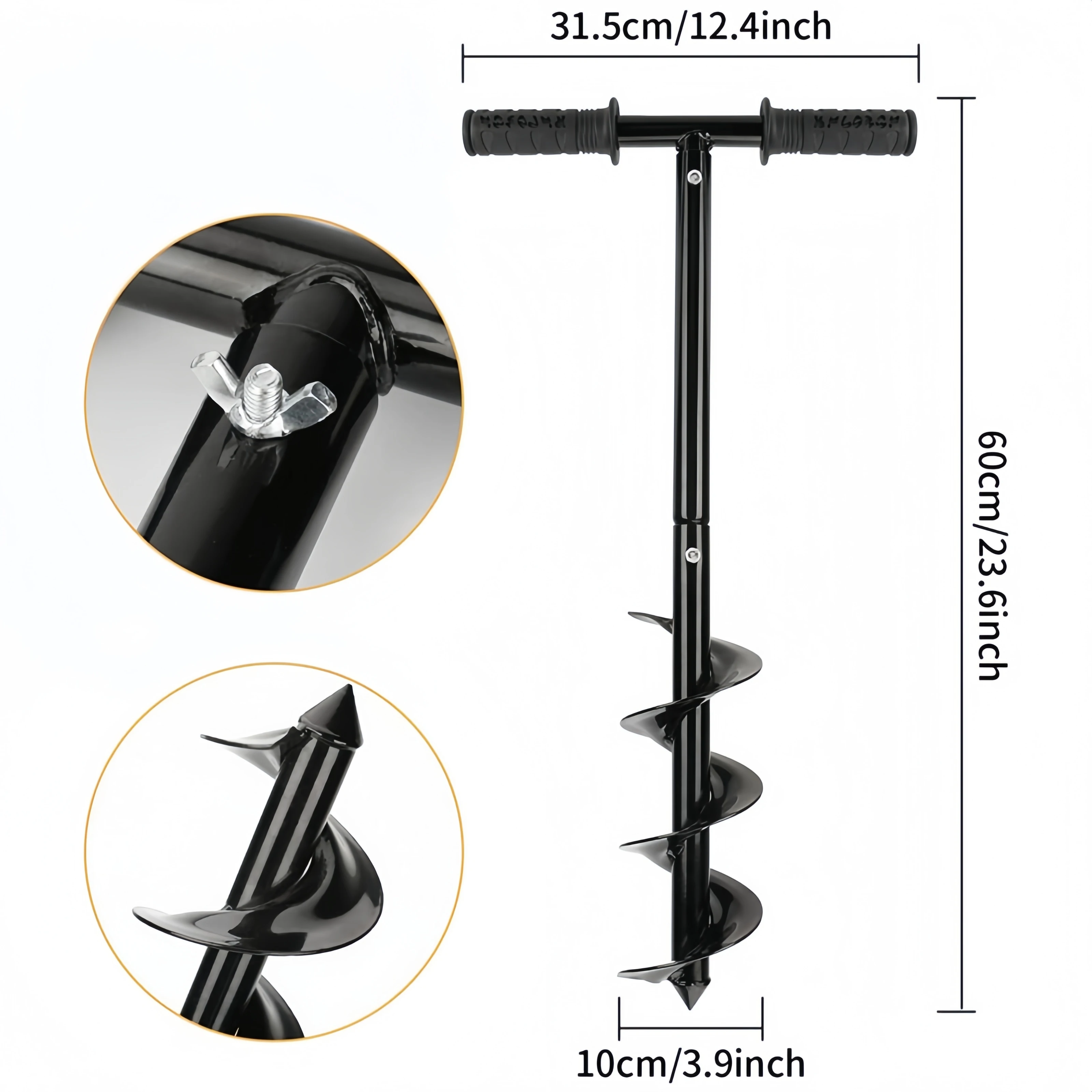 Spiral Ground Auger Garden Twist Drill Bit Set with Non-Slip Handle Manual Hole Digger Ground Drill for Tree Plant Planting details
