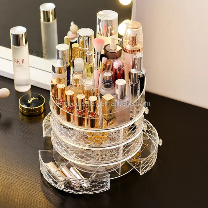 360 Rotating Makeup Organizer,Diy Adjustable Makeup Carousel Spinning Holder Storage Rack,Large