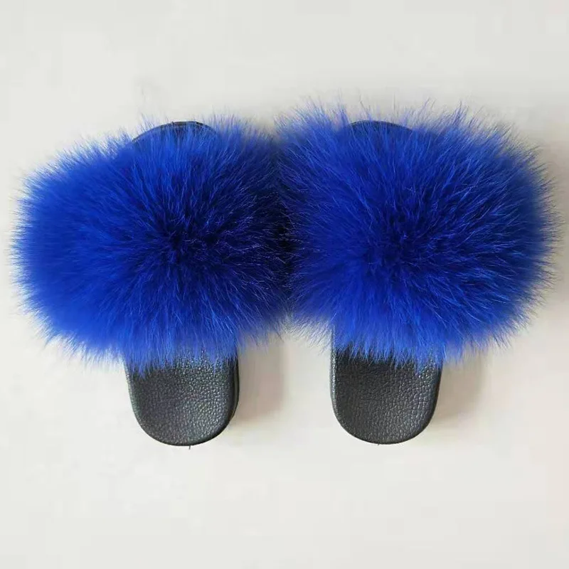 blue fluffy slippers