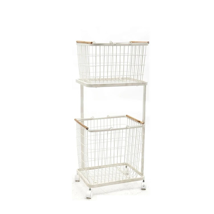 Simple Houseware Metal Wire Laundry Basket With 4 Wheels Wire Basket
