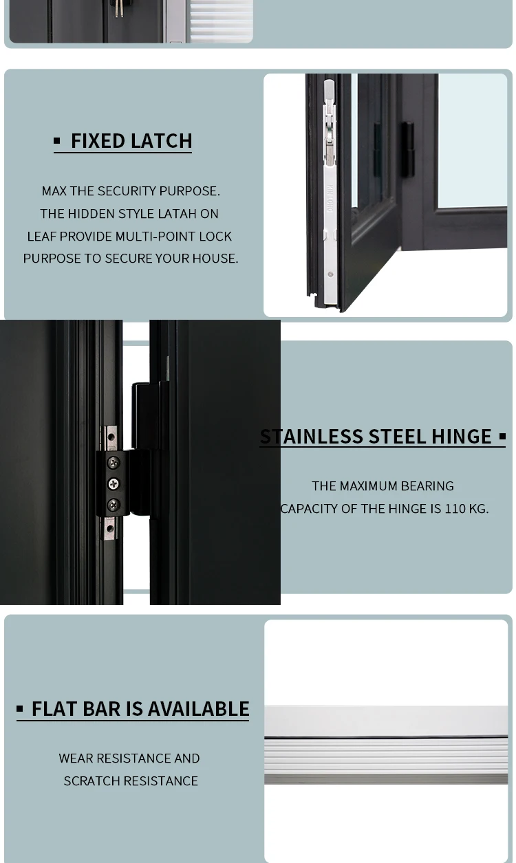 40dB Soundproof Aluminum material door approved North American Exterior french doors with INTEGRATED BLINDS 27A Glass Gap