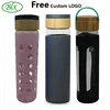 Free sample CE/EU Certification and shatter proof Water Bottles Drinkware Type glass water bottle 500ml with bamboo lid