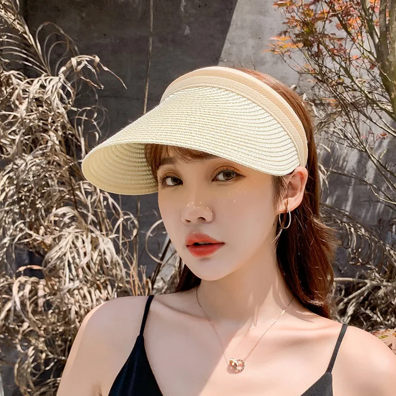 Women Summer Sun Visor Straw Hat Hot Sale Fashion Floppy Evergrowing