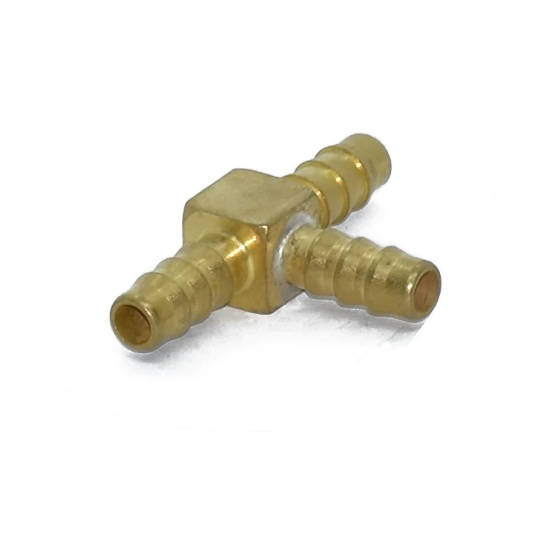 Cross brass fitting 3 way barbed Tee connector for Air Gas Water Fuel