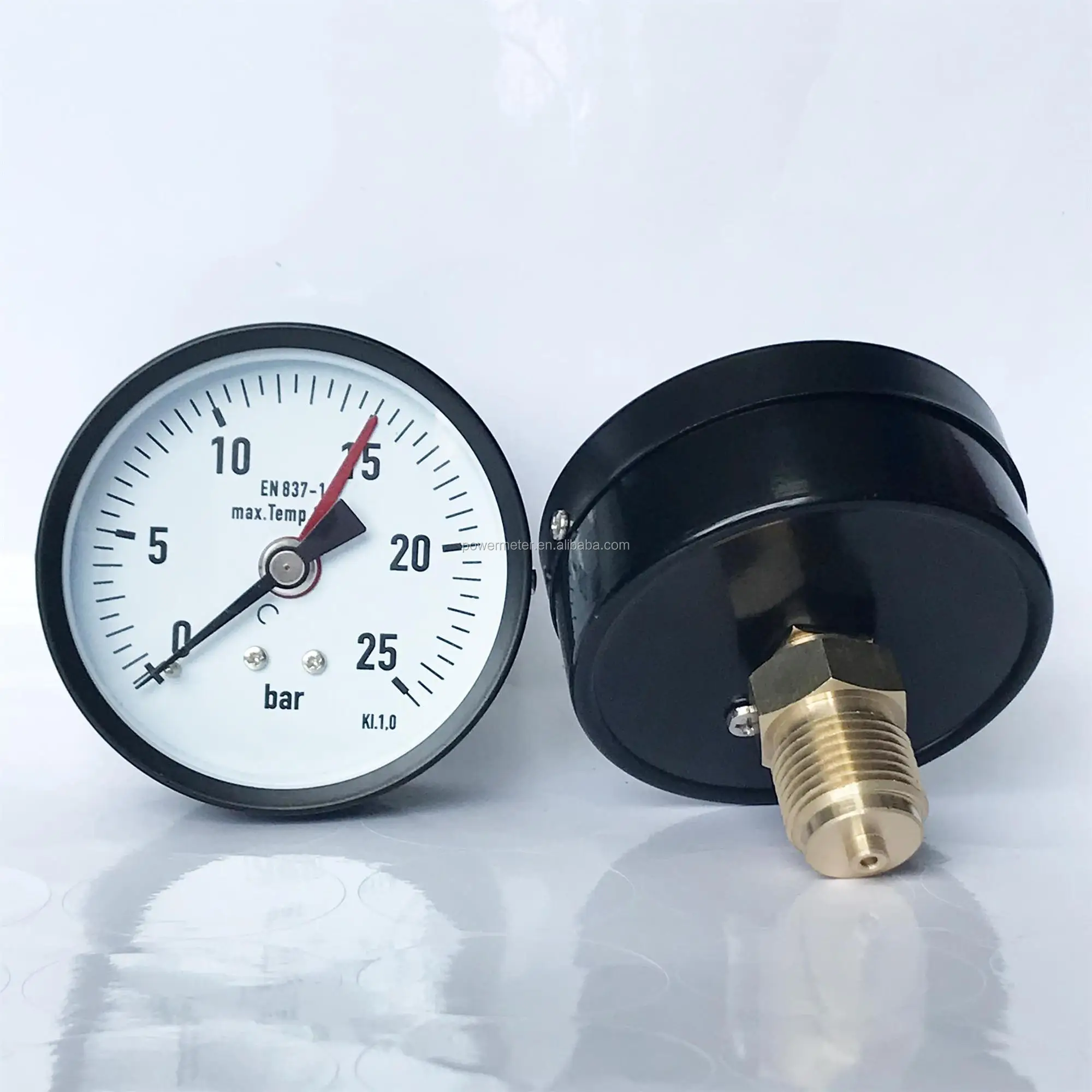 3英寸 80毫米普通压力表压力表钢箱 25 巴红色指针双