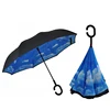 Promotion Reverse Umbrella Rain Inverted Umbrella Blue Sky Printing