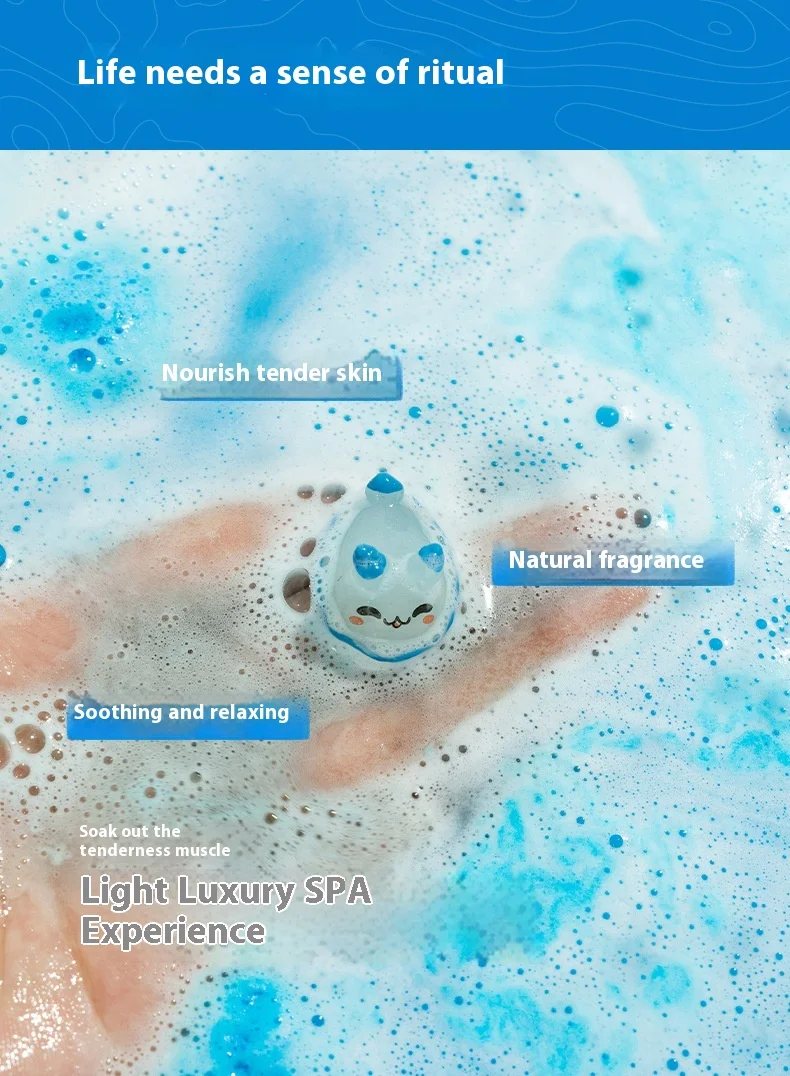 Handmade 60g*12 Children's Bath Fizzies Cross-Border Ocean-Themed Bath Salt Ball Set with Gift Box