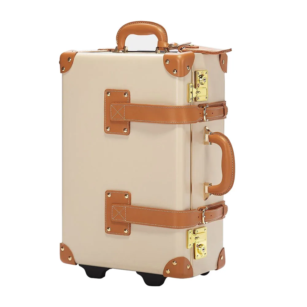 2019 New design trendy vintage kakhis portable leather luggage suitcase set