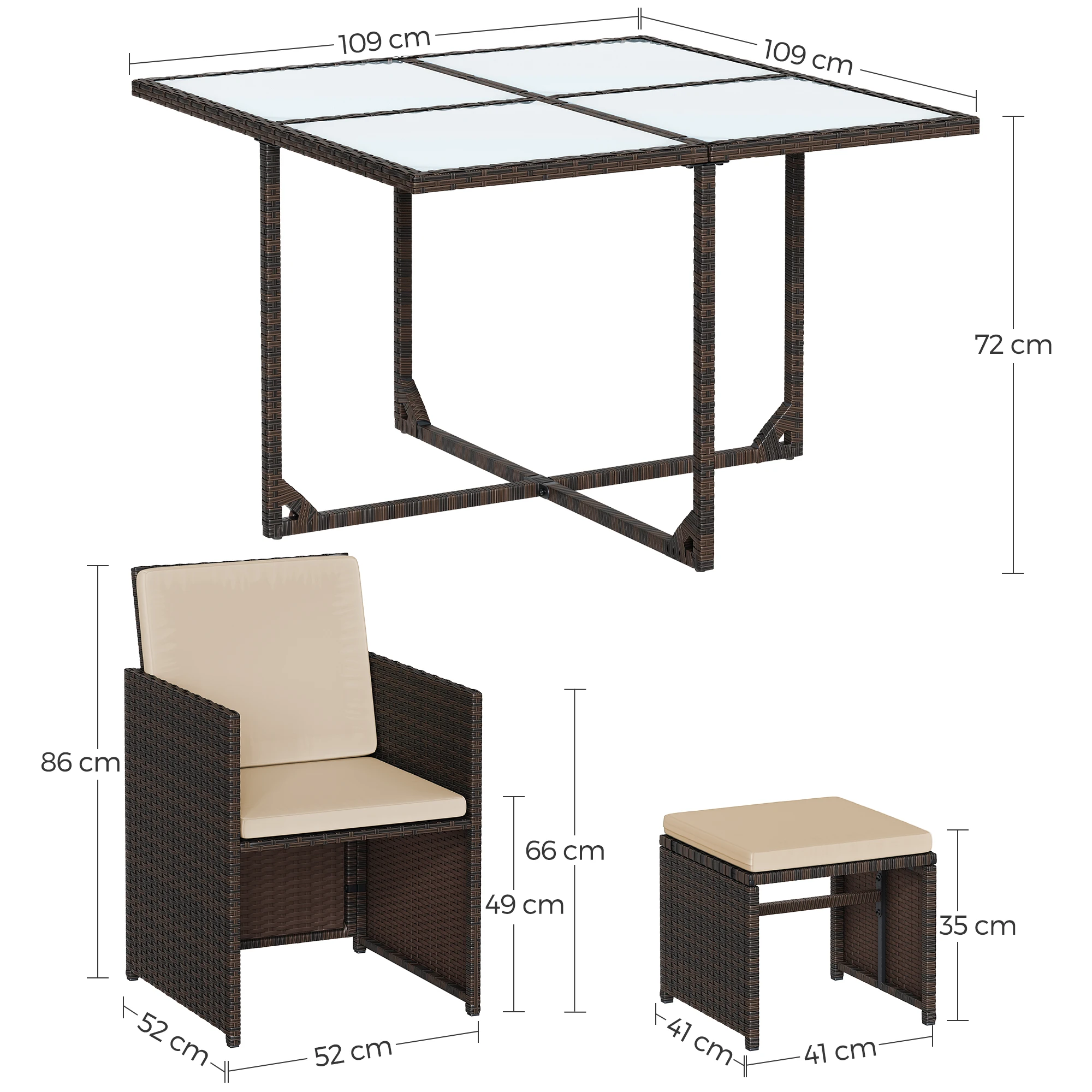 Songmics 9 Pieces Outdoor Garden Furniture Sets Waterproof Outdoor