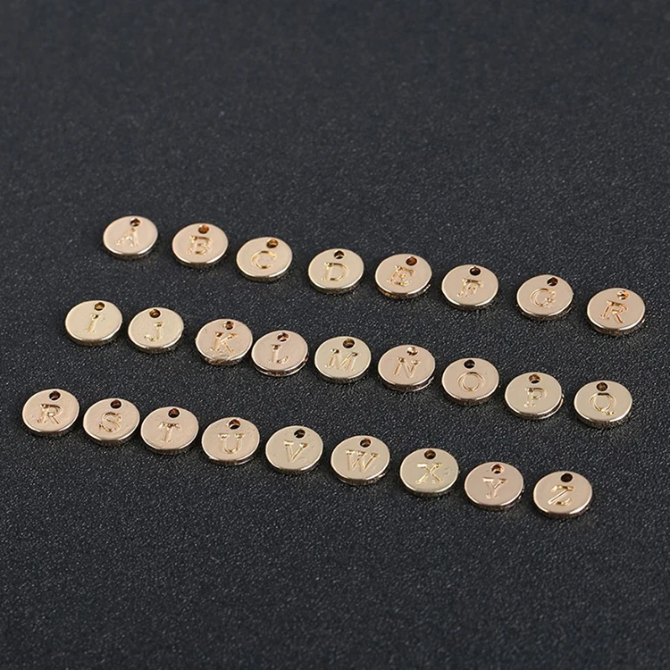 Round shape alphabet rose gold scrabble tile pendant