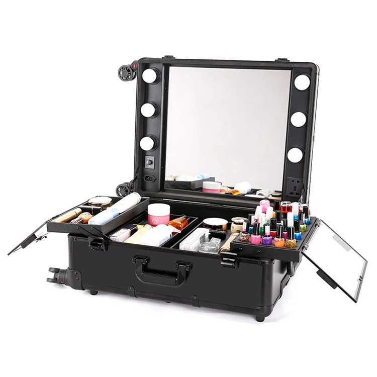 Wholesale Travel Artist Professional Aluminum Lighted Trolley Rolling