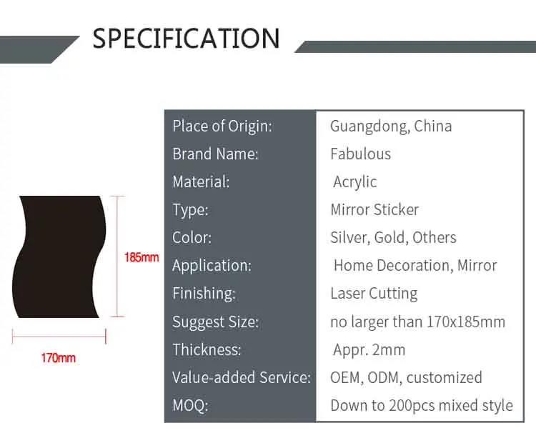 Wholesale modern custom size wall mirror house decoration home diy wall decoration nursery wall decor