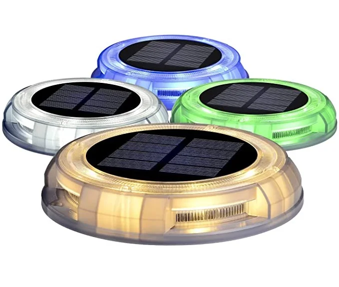 2020 Solar Powered Disk Lights LED Solar Pathway Lights Outdoor Waterproof Garden Landscape Lighting for Yard Deck Lawn Patio