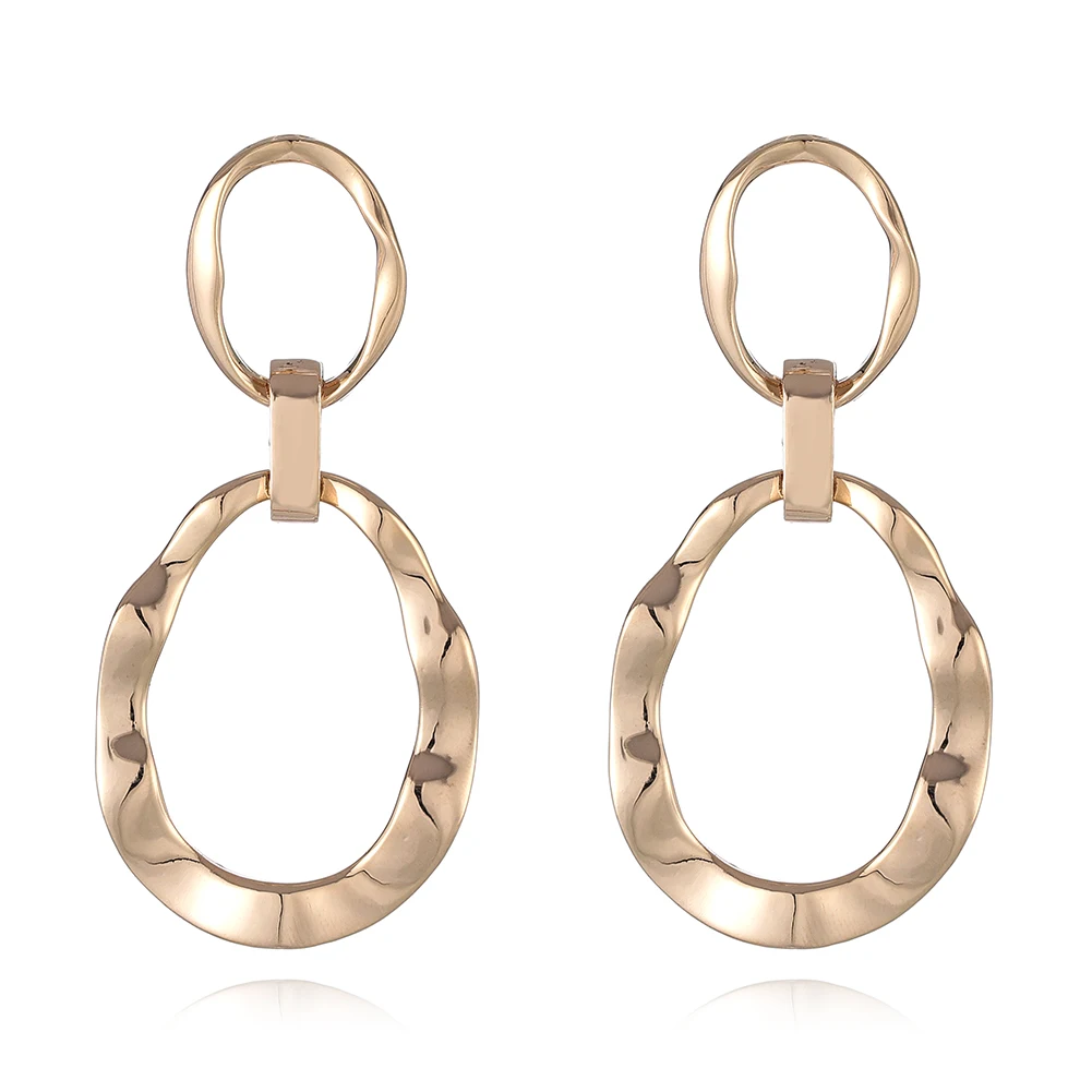 卵石形状锌合金闪亮的珠宝耳环金属简单银色圆圈耳坠