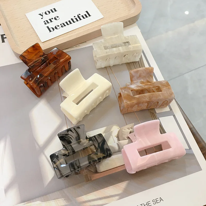 Yucat Korean Women Fashion Hair Accessories Simple Hair Claw  Hollow Acetic Acid Acrylic Tortoise Shell Hair Clips.jpg