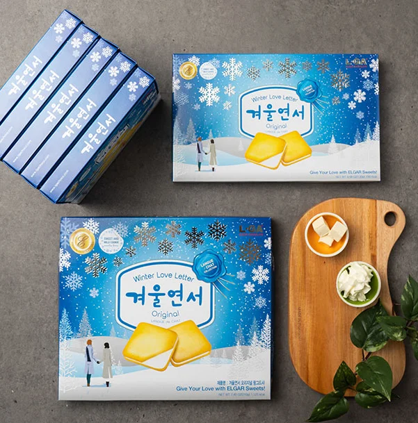 
[Korean Food] Winter Love Letter Original Langue de Chat winter cookie Biscuits Daily dessert Delicious cookie 