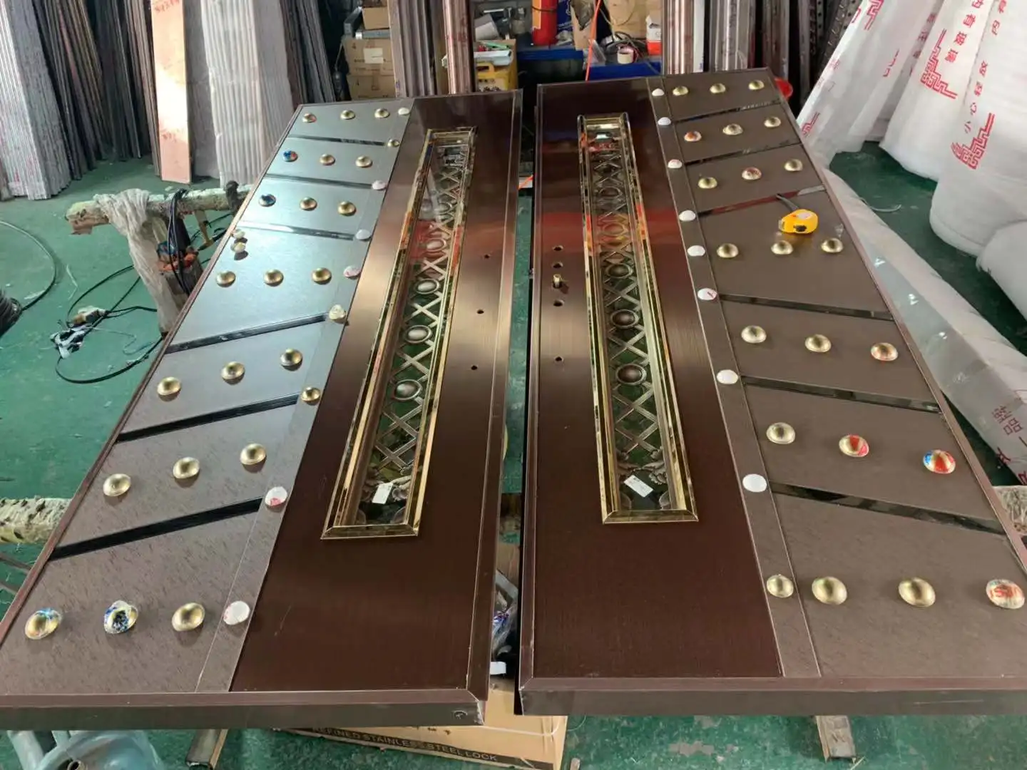 Ss 201 304 Stainless Steel Door Luxury French Design Copper Color