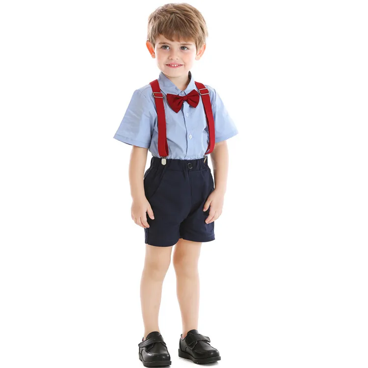 Infant Baby Boys Outfits Kids Summer Casual Romper+Suspender Shorts Suit Costume 