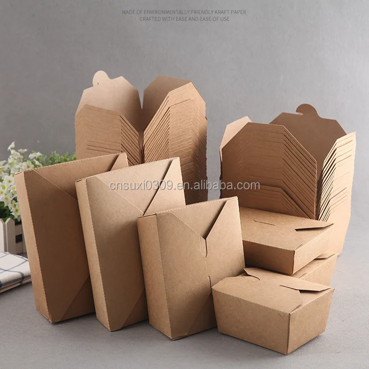 Disposable Brown Paper Food Packaging Container For Popcorn Chicken ...