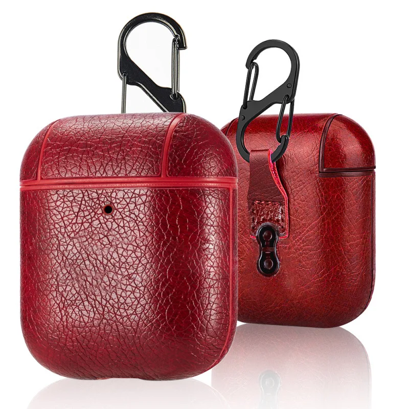 Business Style Classic PU Leather air Case for Luxury airpod case with  Keychanin for Men