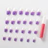 MEET ACROSS 24Pcs DIY Fashion Kids Press-on Full Nail flower Pattern False Nails Tips