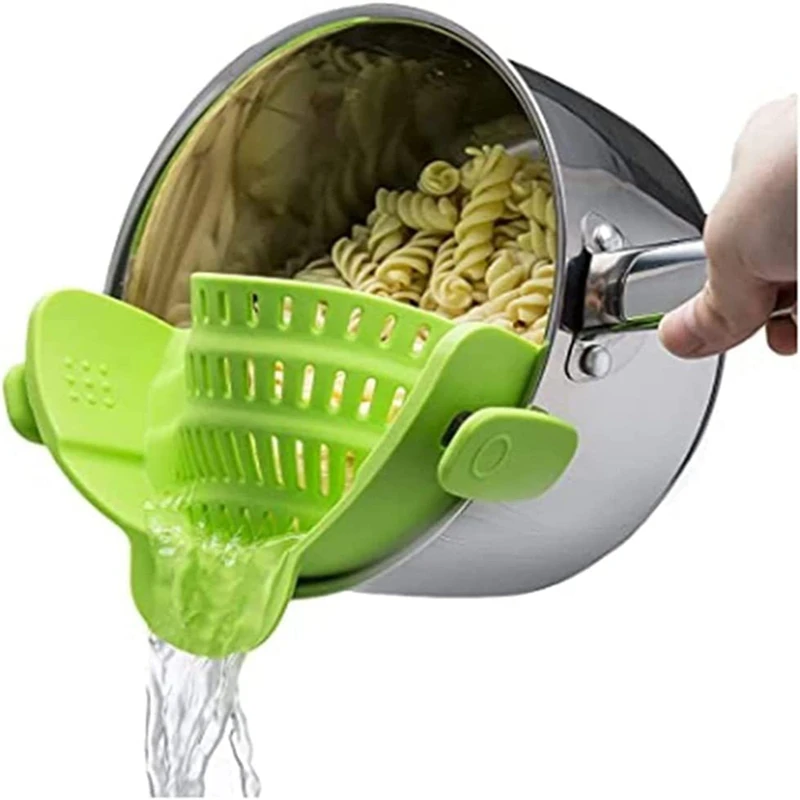 Heat Resistant Adjustable Silicone Filter Clip Kitchen Food Clip-on Strainer for Pan Pots Bowl Spaghetti Pasta Colander Strainer supplier