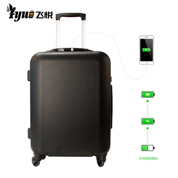 rolling suitcase with charger