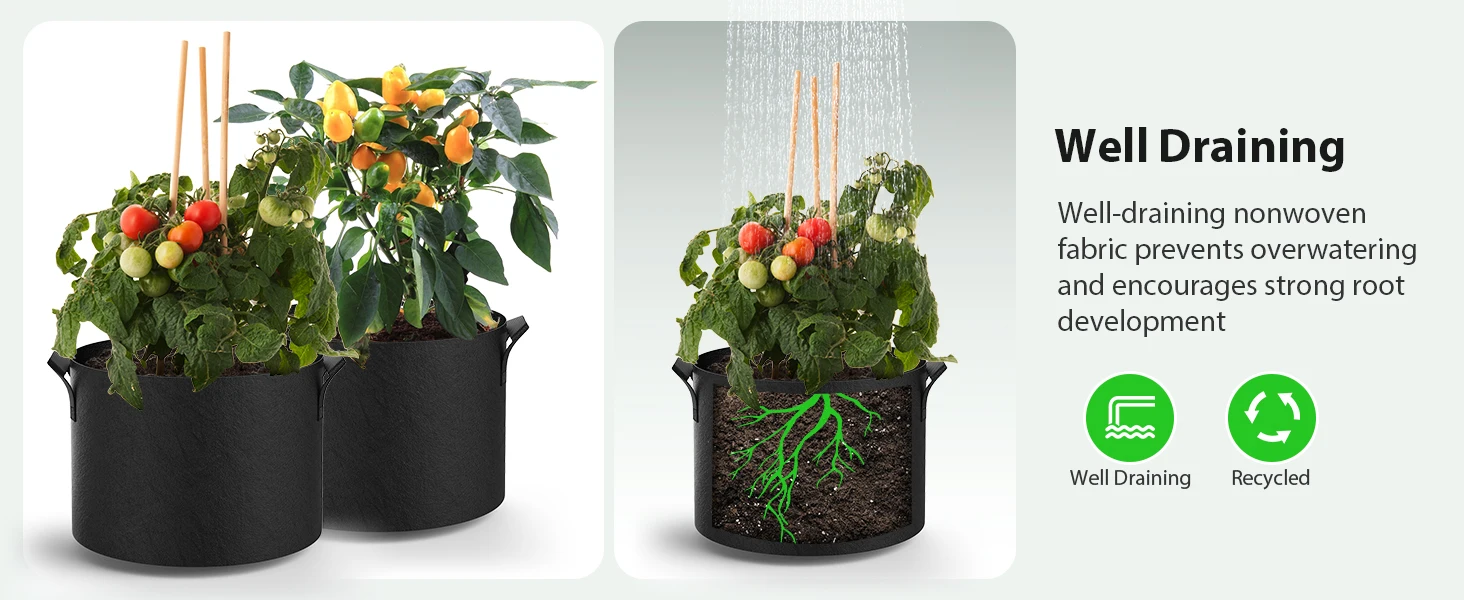 A-ONE Recyclable Durable Eco-friendly Sustainable Non-Woven Fabric Lined 2-3mm Thick Garden Felt Reusable Grow Bags 1-100 factory