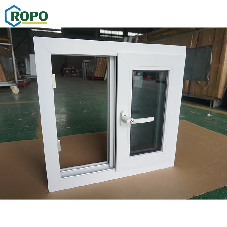 AS2047 البلاستيك مكتب صغير أفقي مزدوج الصقيل الشريحة العاصفة UPVC نوافذ بلاستيكية والأبواب