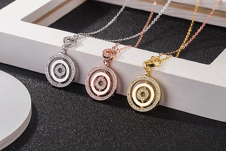 product-Good Luck S925 Silver Necklace Lady, Custom Charm Rotating Disc Pendant Necklace-BEYALY-img