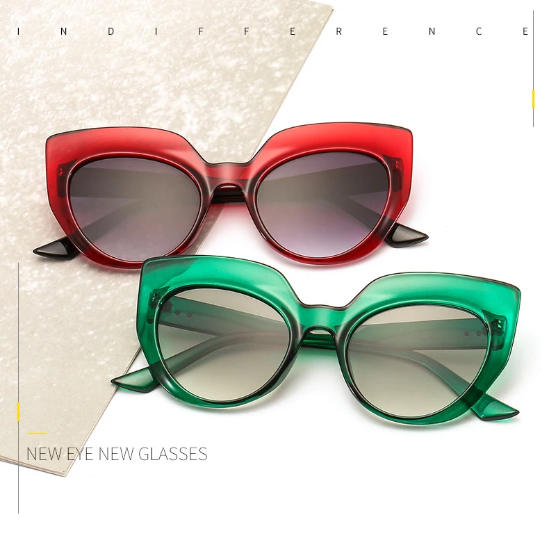 Personality Plastic Sun Glass Printing Women Cat Eye Sunglasses