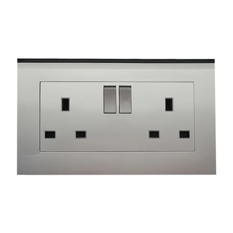Best Selling BS/UK Items Touch Wall Switch 250V Modern Silver Light Switch Electrical 13A 1 Gang Wall Outlet Switch Socket
