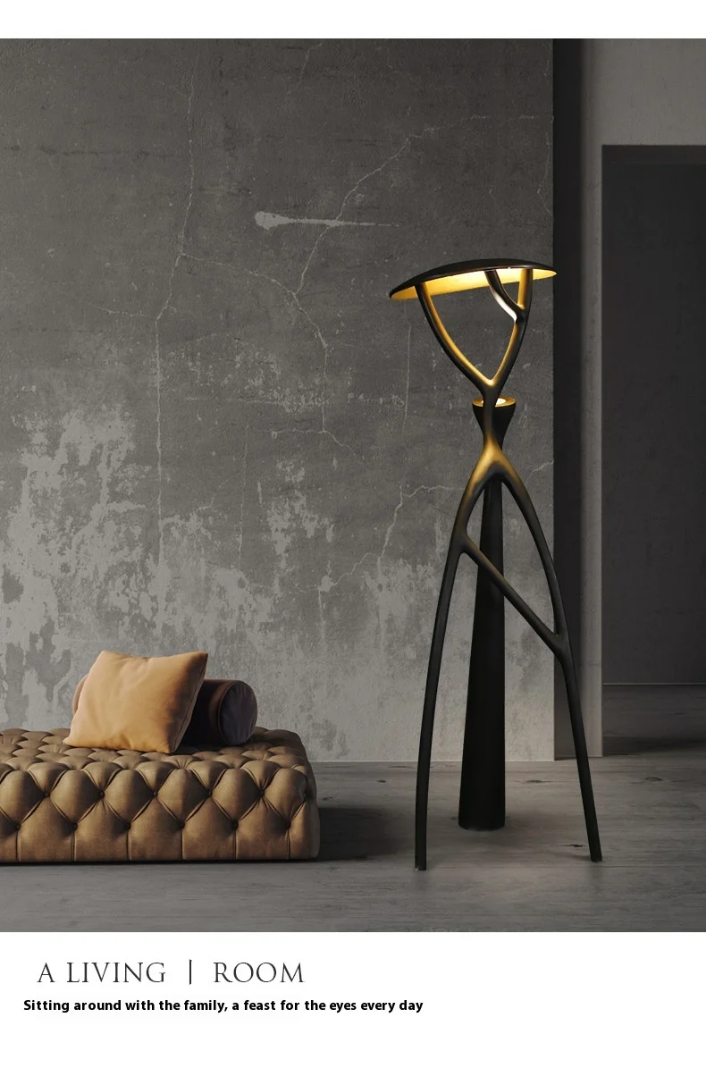 Nordic Style Standing Floor Lamp LED Light Resin Human Tree Branch Ornament for Hotel Lobby Studio Villa Living Room Decoration