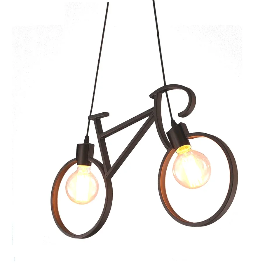 Chandelier Iron Craft Bike Pendant Lamp Restaurant Ceiling Lamp E27 Industrial Style Decorative Lighting Height Adjustable