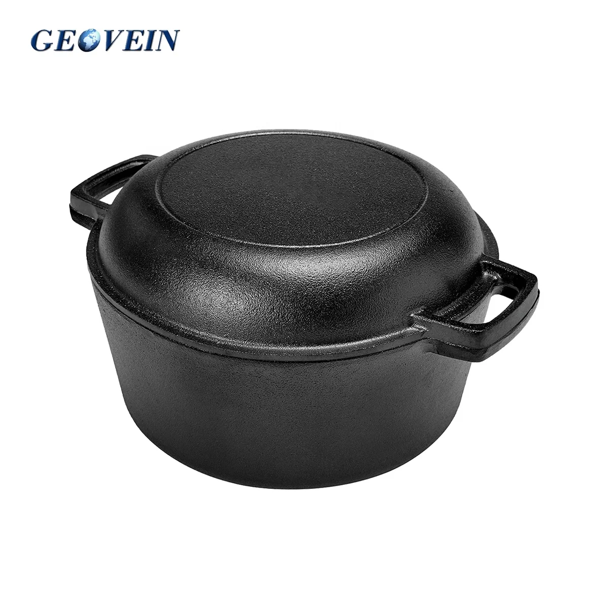 2 In 1 Combo Cooker Preseasoned Stock Pot For Frying 5 Quart Cast Iron